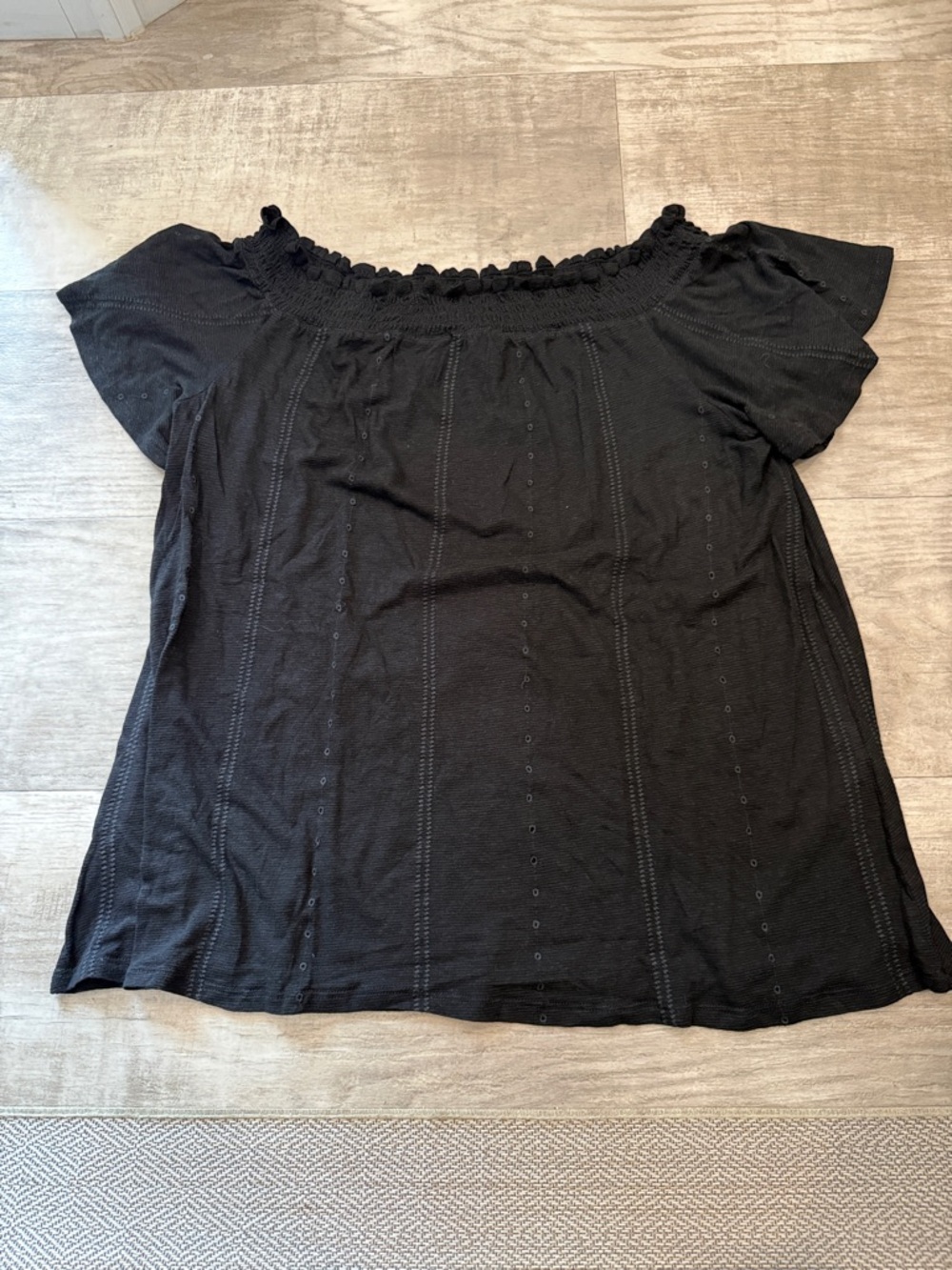 Chico's Black Off-Shoulder Linen Blend Blouse